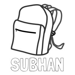 Online Created Coloring Page - SUBHAN Coloring Page and School Backpack Coloring Page