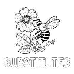 Online Created Coloring Page - SUBSTITUTES Coloring Page and Children's Coloring Book of a Little Bee and Flowers