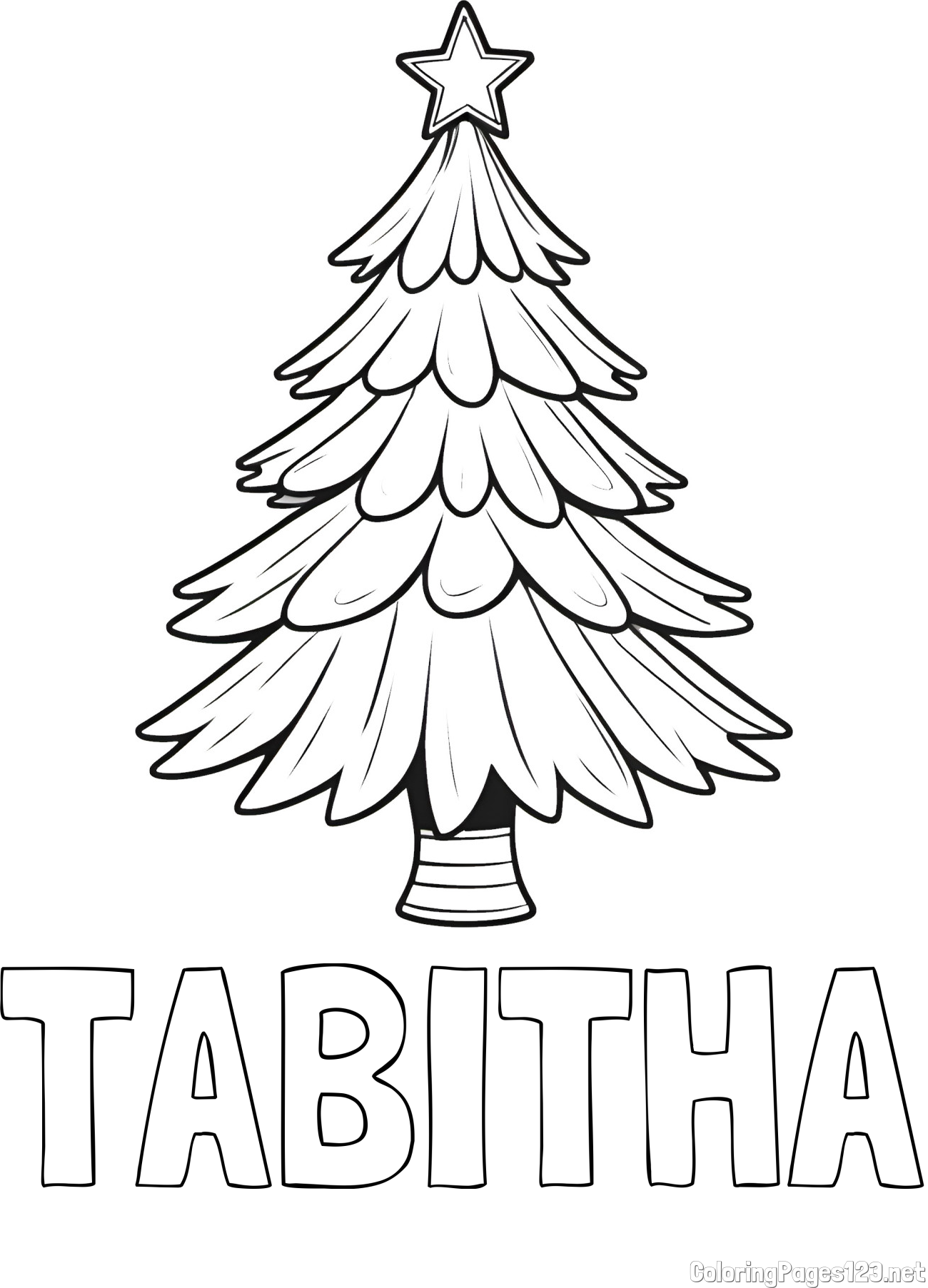 TABITHA Coloring Page and Christmas Tree with Star Coloring Page