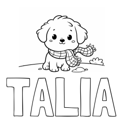 Online Created Coloring Page - TALIA Coloring Page and Coloring Page of an Adorable Puppy