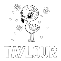 TAYLOUR Coloring Page alongside Coloring Page of a Cute Flamingo with Flowers