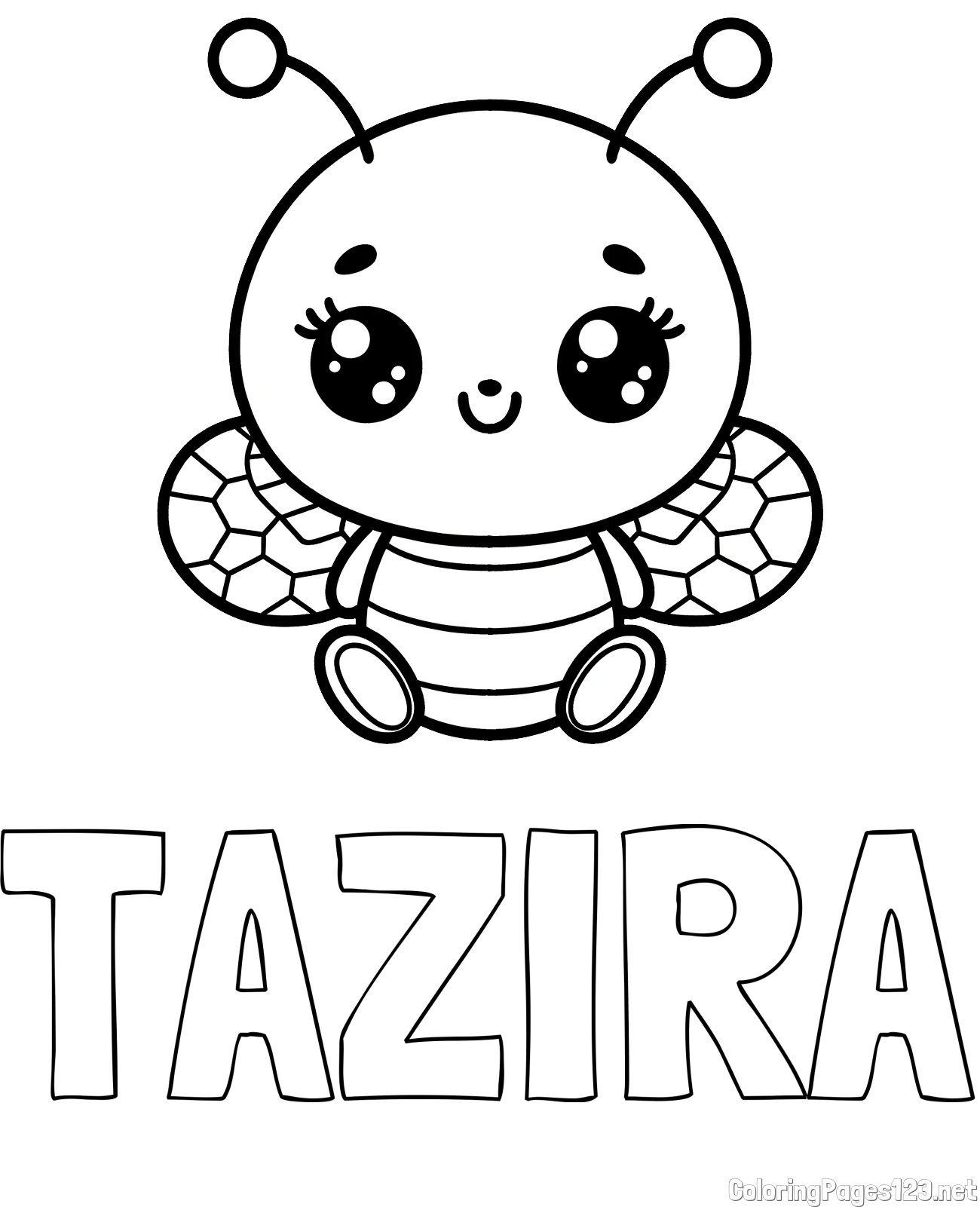 TAZIRA Coloring Page and Children's Coloring Page of a Cute Bee