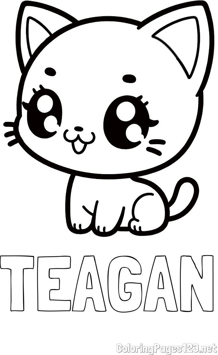 TEAGAN Coloring Page and Coloring Page of an Anime Cat