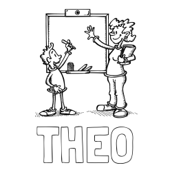 Online Created Coloring Page - THEO Coloring Page and School Coloring Page of a Teacher and a Student