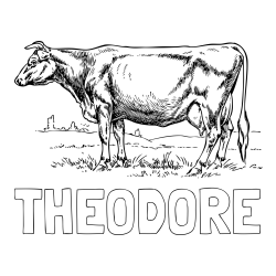 Online Created Coloring Page - THEODORE Coloring Page and Realistic Cow Coloring Page