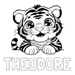 Online Created Coloring Page - THEODORE Coloring Page and Tiger Cub Coloring Page