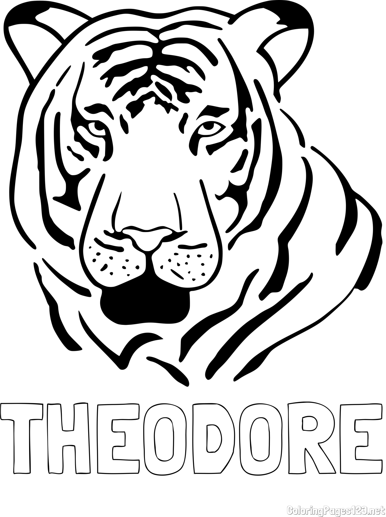 THEODORE Coloring Page and Tiger Head Coloring Page