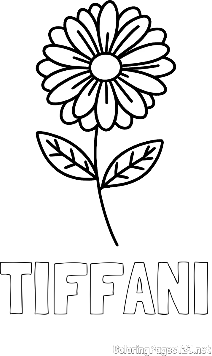 TIFFANI Coloring Page and Flower Coloring Page