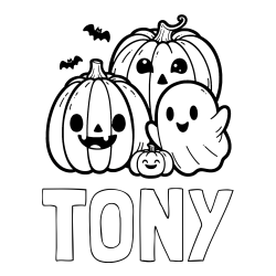 Online Created Coloring Page - TONY Coloring Page and Halloween Pumpkin and Ghost Coloring Page