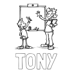 Online Created Coloring Page - TONY Coloring Page and School Coloring Page of a Teacher and a Student