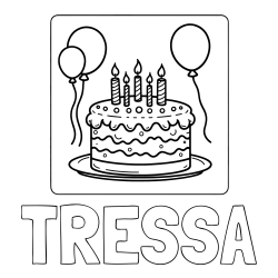 Online Created Coloring Page - TRESSA Coloring Page and 5th Birthday Cake Coloring Page