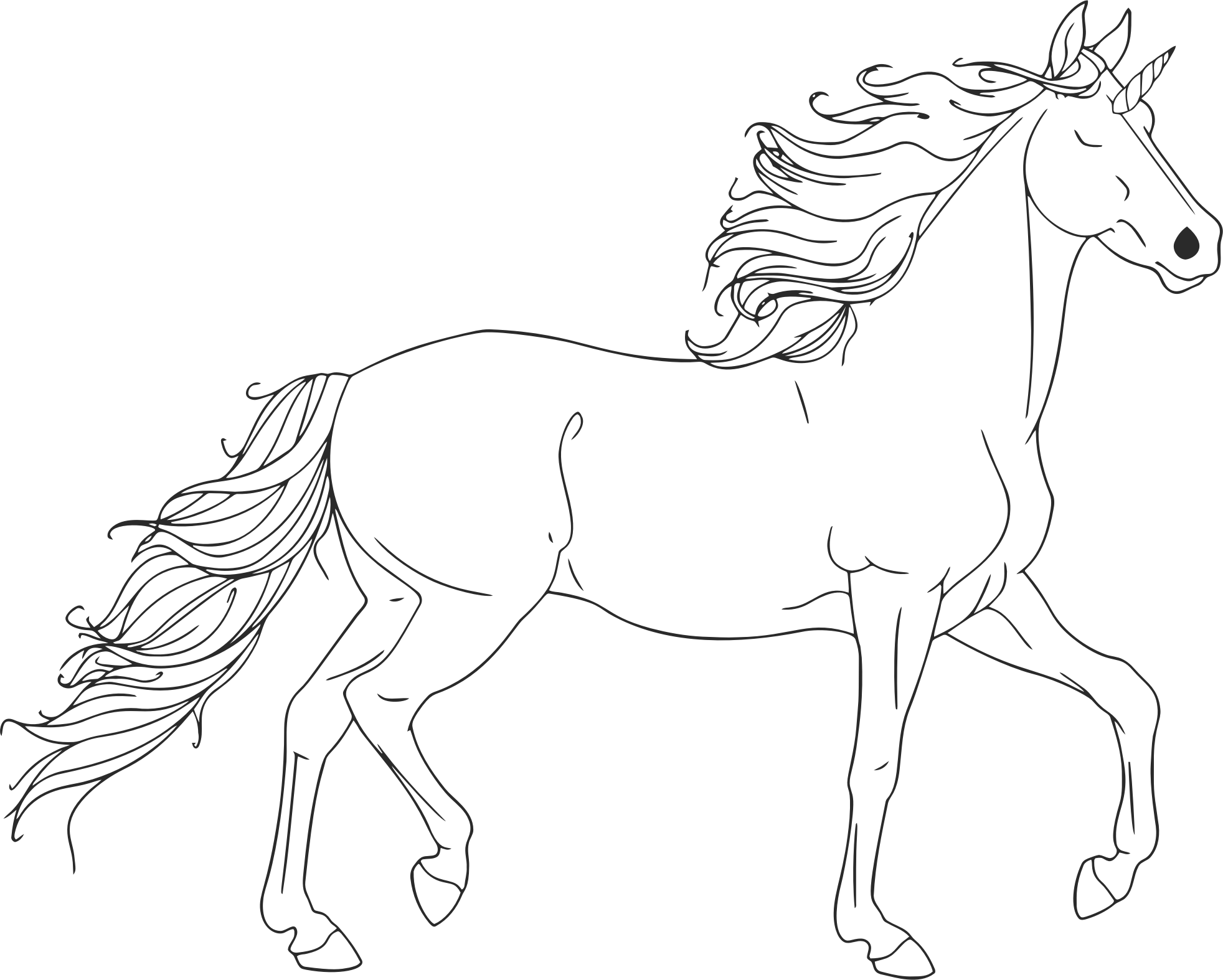 Beautiful Unicorn Coloring Page