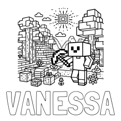 Online Created Coloring Page - VANESSA Coloring Page and Minecraft World Coloring Page