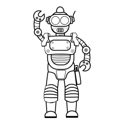 Waving and Standing Robot Coloring Page