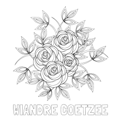 WIANDRÉ COETZEE Coloring Page alongside Rose Mandala Coloring Page