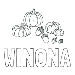 Online Created Coloring Page - WINONA Coloring Page and Autumn Harvest Coloring Page - Acorns and Pumpkins
