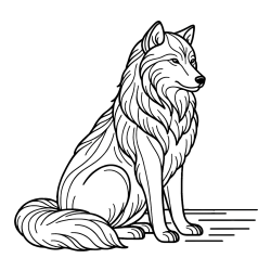 Wolf Coloring Page - Calm Pose on a Meadow