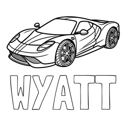 WYATT Coloring Page alongside Free Printable Coloring Page of a Racing Car