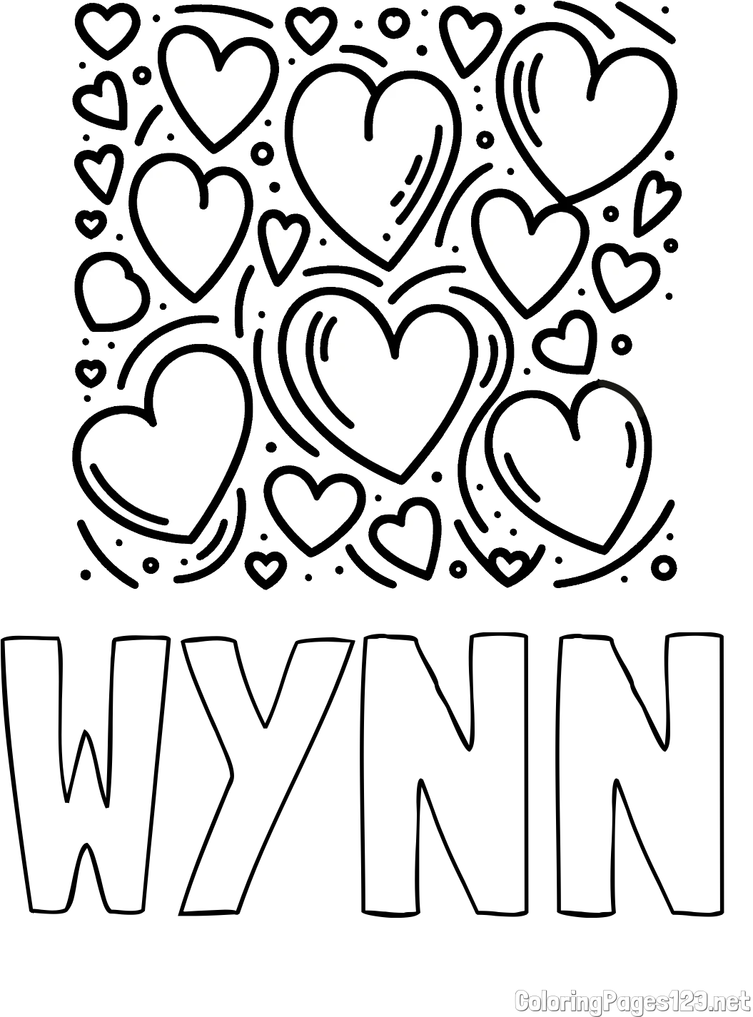 WYNN Coloring Page alongside Free Printable Coloring Page of Hearts
