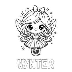 Online Created Coloring Page - WYNTER Coloring Page and Coloring Page of a Magical Fairy with a Cute Face