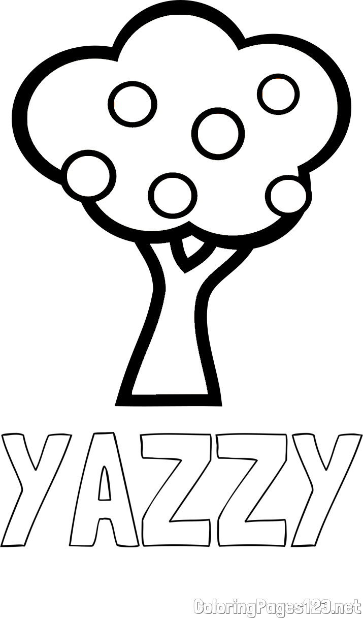 YAZZY Coloring Page and Apple Tree Coloring Page