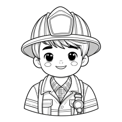 Young firefighter's coloring page