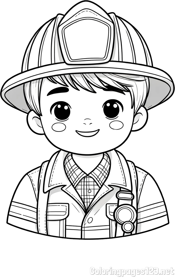 Young firefighter's coloring page