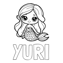 Online Created Coloring Page - YURI Coloring Page and Coloring Page of a Very Cute Little Mermaid
