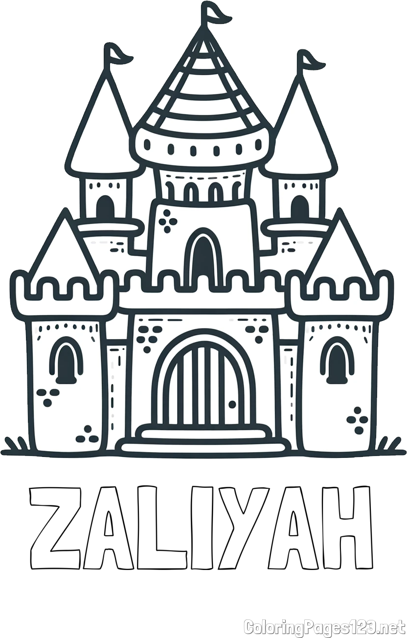 ZALIYAH Coloring Page and Beautiful Castle Coloring Page for Kids