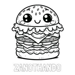 Online Created Coloring Page - ZANOTHANDO Coloring Page and Smiling Hamburger Coloring Page for Kids