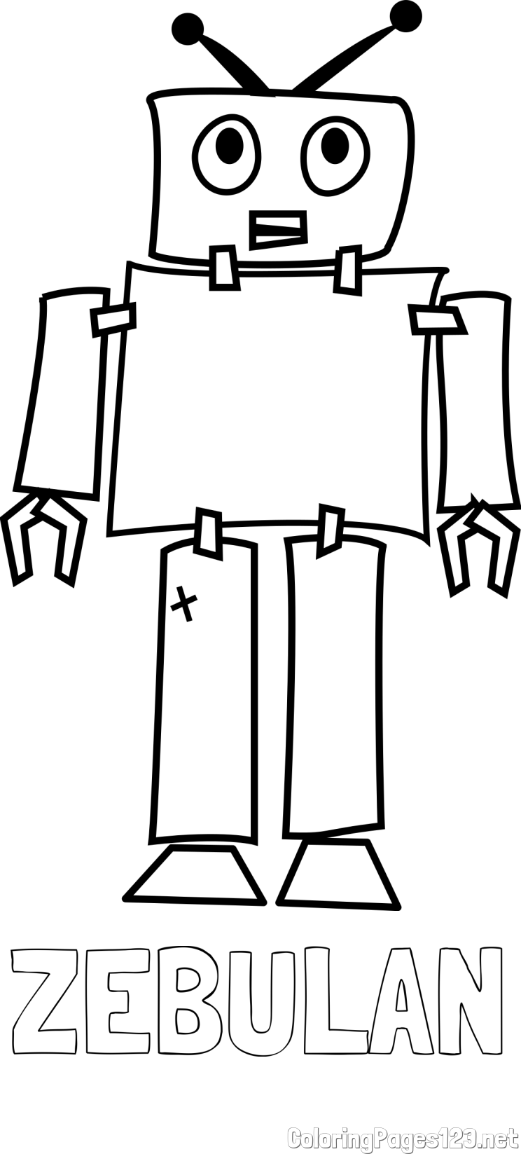 ZEBULAN Coloring Page and Simple Robot Coloring Page