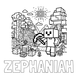Online Created Coloring Page - ZEPHANIAH Coloring Page and Minecraft World Coloring Page