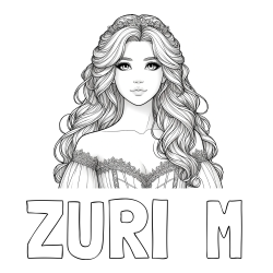 Online Created Coloring Page - ZURI  M Coloring Page and Coloring Page of a Cute Realistic Princess