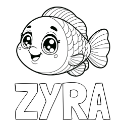 Online Created Coloring Page - ZYRA Coloring Page and Free Coloring Page of a Smiling Fish